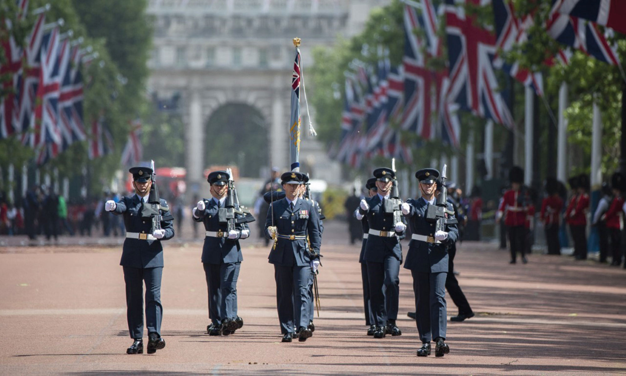 The Queen's Colour Squadron outside Buckingham Palace